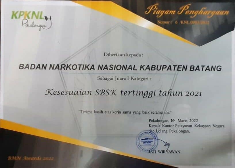 BNNK Batang Raih SBSK Tertinggi